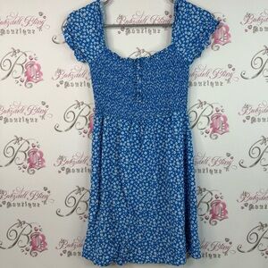 FB sister dress smocked flowers floral Charming Blue Floral flowy Dress